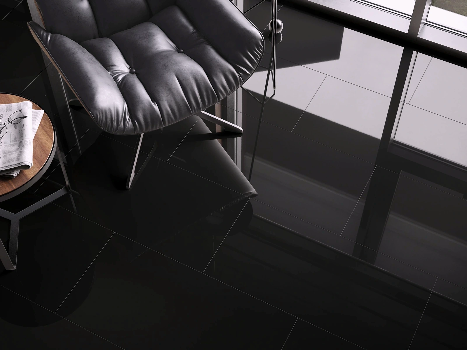 Uni Black Hochglanz-Vinyl – Produktansicht 2